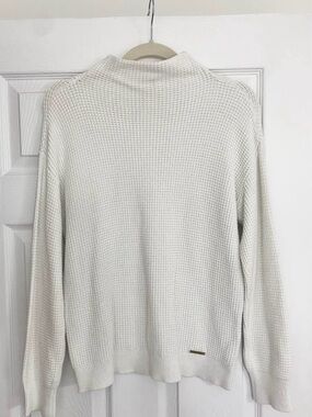 Michael Kors Cream Waffle-Knit Turtleneck Sweater